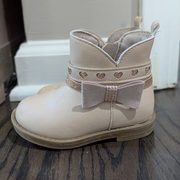 Toddler 5 metallic glitter ankle bow hearts blush boots Jessica Simpson booties - Picture 1 of 5